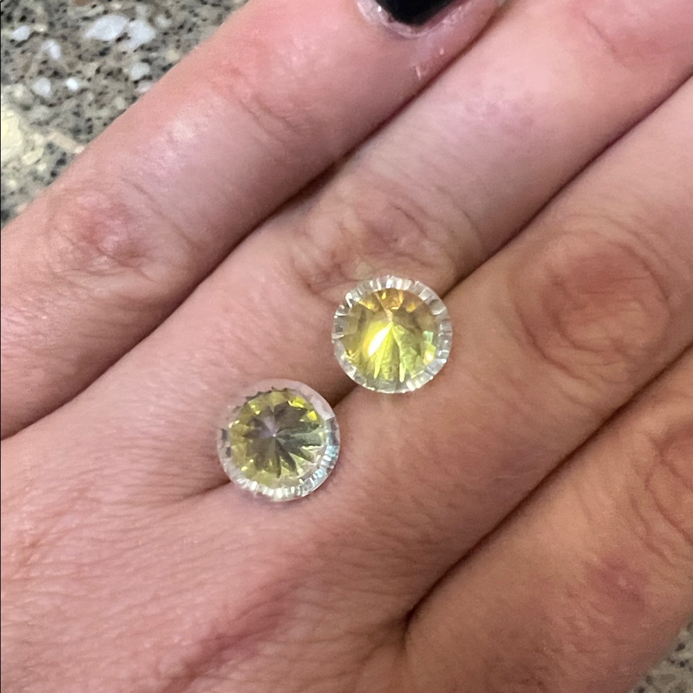 Set 2pcs Iridescent Rainbow Aurora Unicorn Round Unidentified Loose Gemstones - Picture 12 of 17